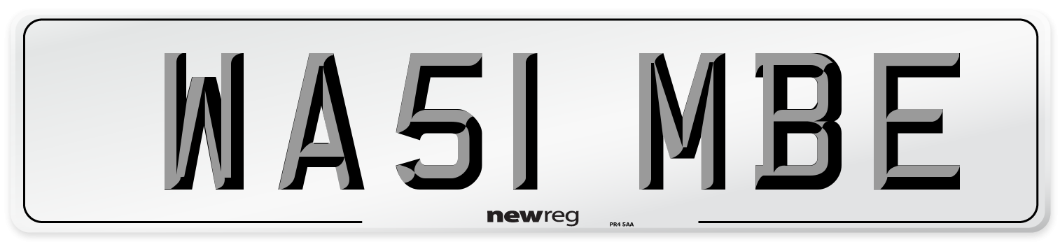 WA51 MBE Number Plate from New Reg